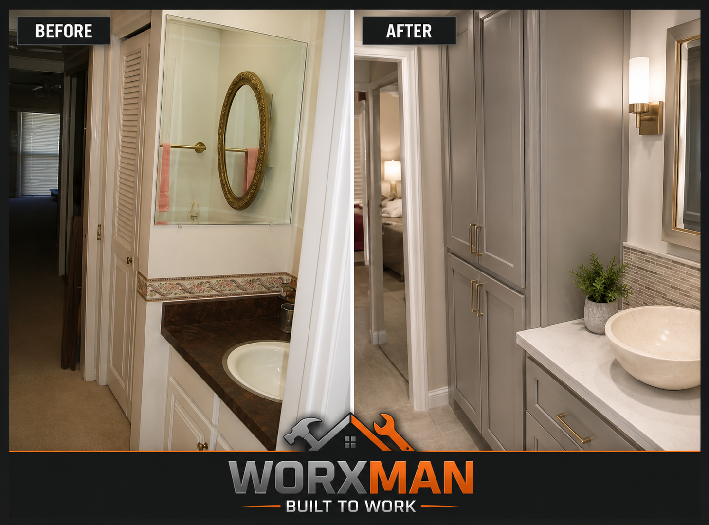 Before and after vanity and closet transformation in Salt Lake City